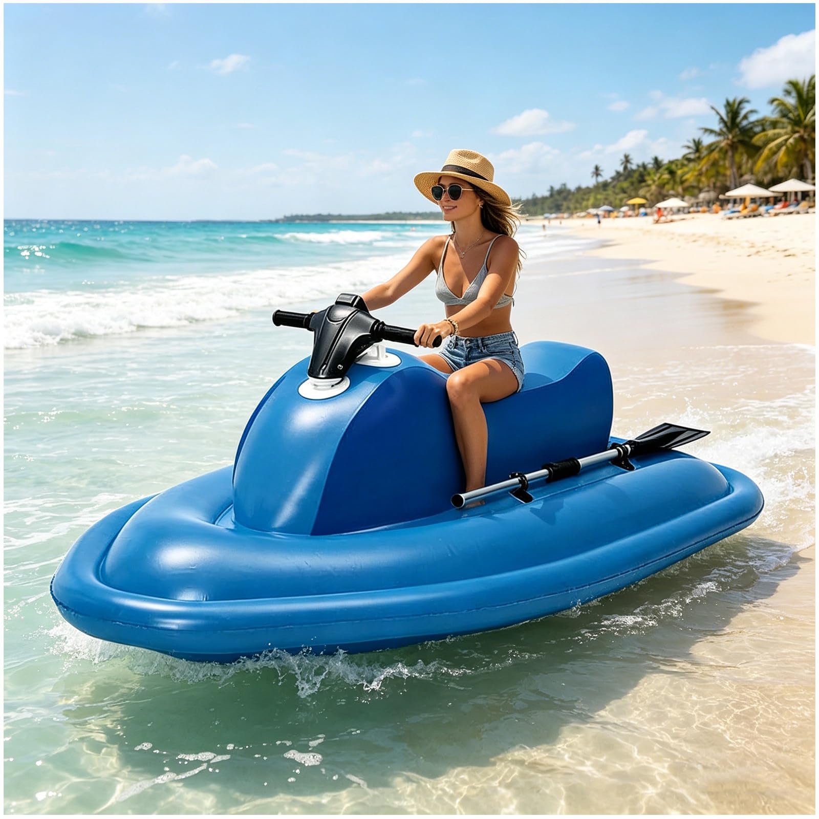 Eastnmythet Inflatable Boat Jet-Ski with Motor, Electric Underwater Scooter, 500/700W Power, 3-9km/h Speed, 40-180 Min Runtime for Adults, Pool, Lake & Ocean Fun 500W 10000mAh