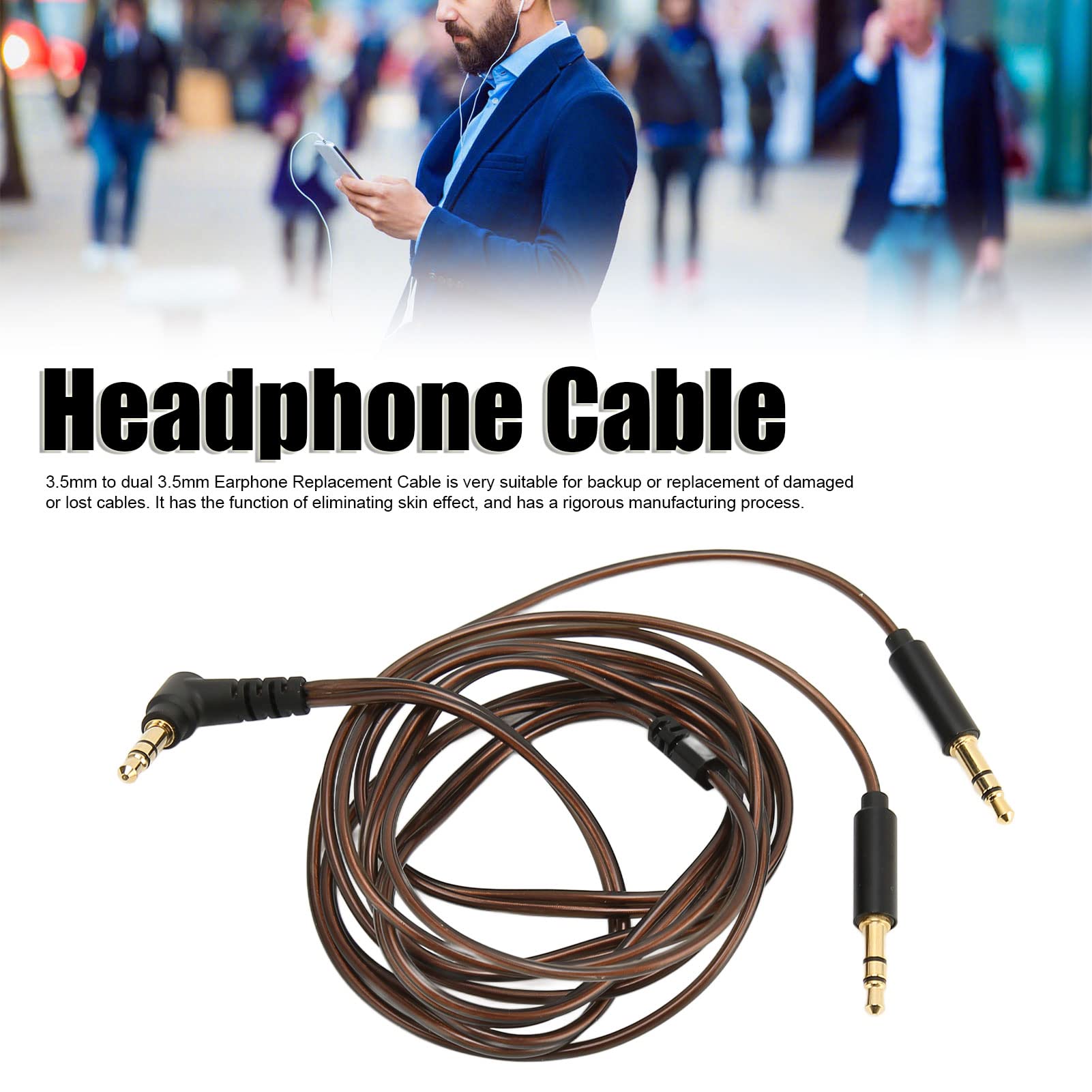 Kabel zamienny do Hifiman Sundara, Arya, Ananda, He400se, Deva Pro, He4xx i innych zestawów słuchawkowych 3,5 mm (wersja 3,5 mm do podwójnego 3,5 mm), 1,2 m