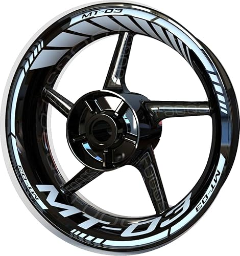 Motorcycle Wheel Rim Sticker F2 for Yamaha MT03 MT-03 MT 03 (White)