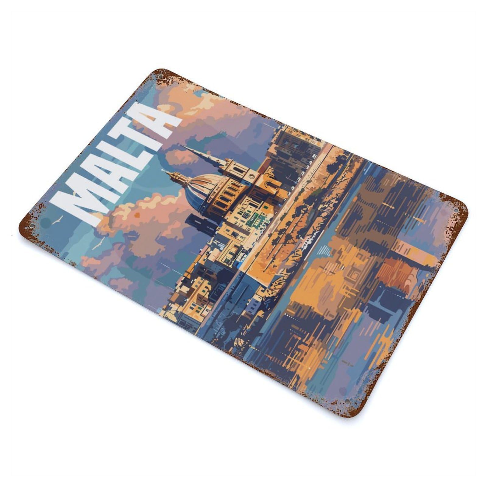 Malta Retro Metal Sign 11.8"x7.9", Farmhouse Wall Decor for Cafe, Home Bar And Lounge Decor