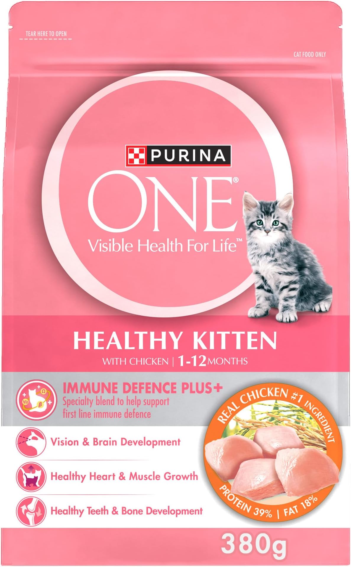 Healthy Kitten with Chicken Dry Cat Food (380g)