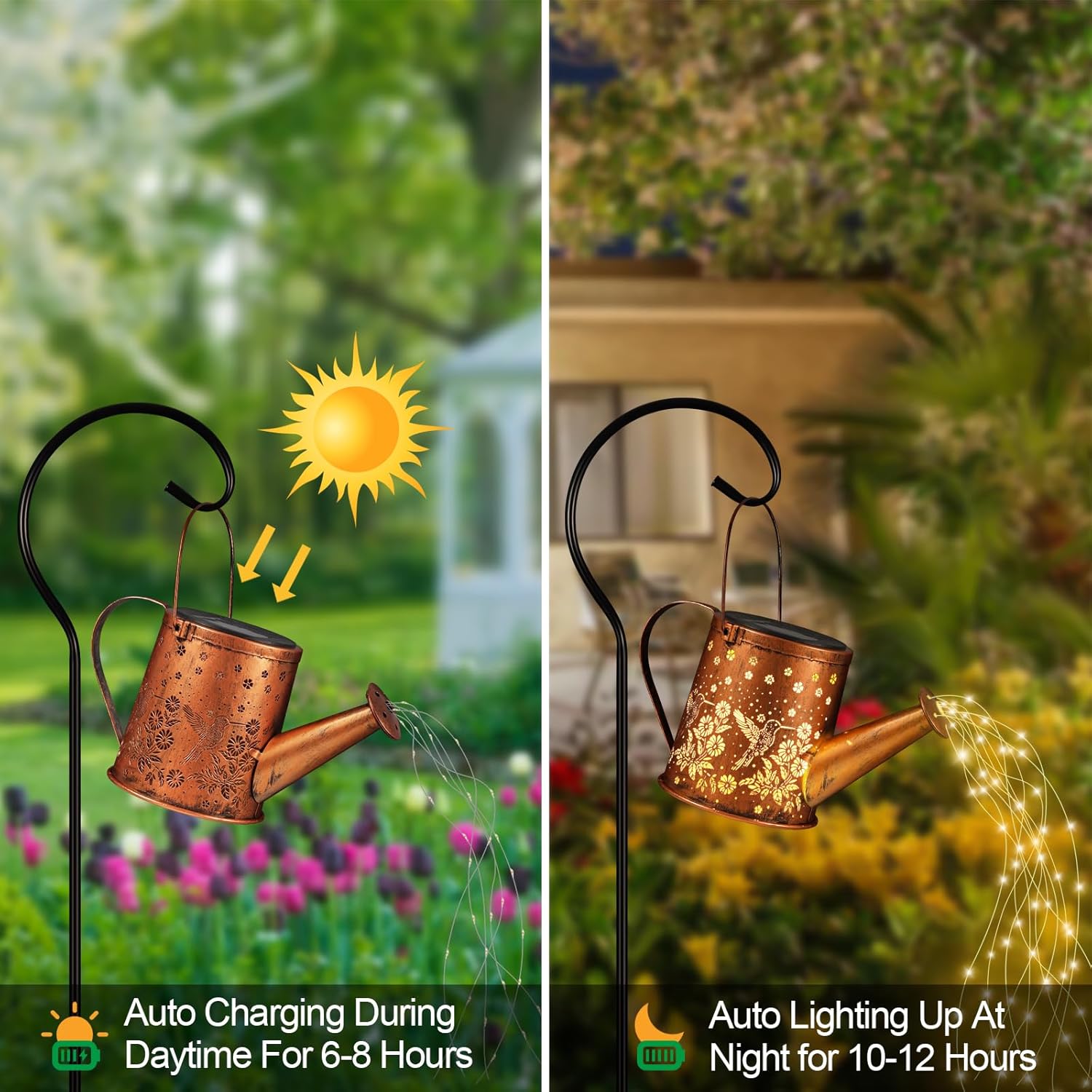 Solar Watering Can Light, Solar Powered Hanging Lantern Landscape Lights, Decorative Garden for Yard Waterproof Garden Decor, Gifts for Mom, Grandma（Hummingbird）