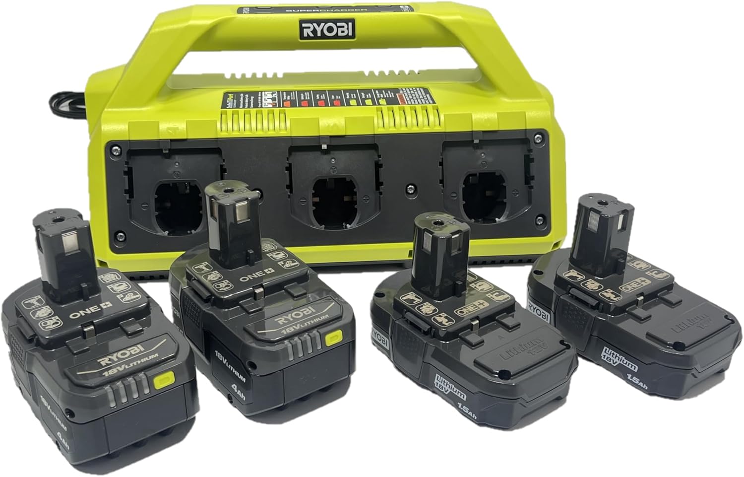 Ryobi 18-Volt ONE+ 6-Port Dual Chemistry Supercharger Kit with (4) Batteries - P1821 - (Bulk Packaged)