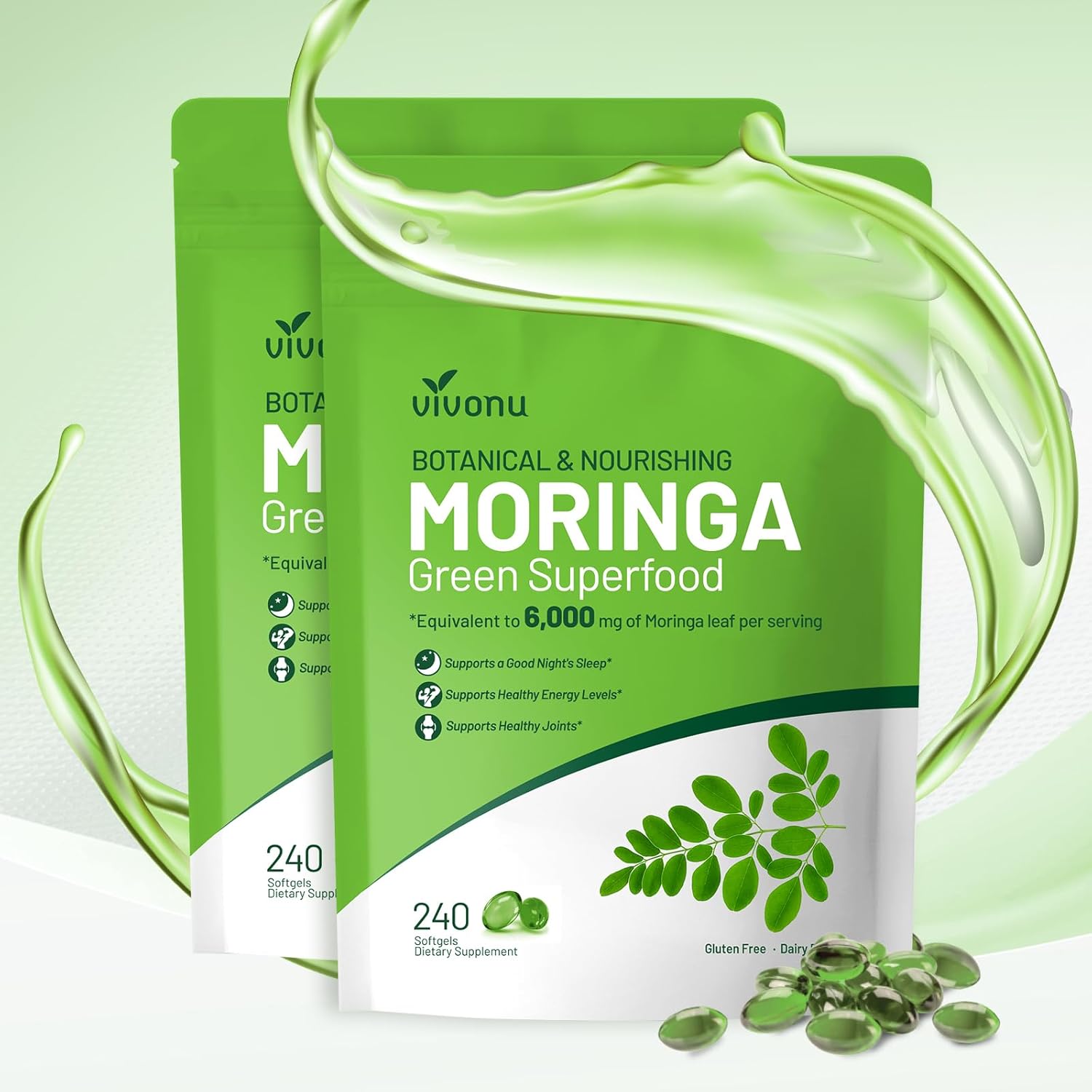 Pure Moringa Softgel, Moringa Leaf Extracts, 120 Day Supply, 30:1 Ultra-Concentrated Liposomal Tech 98% Absorption, Complete Green Superfood, for Energy