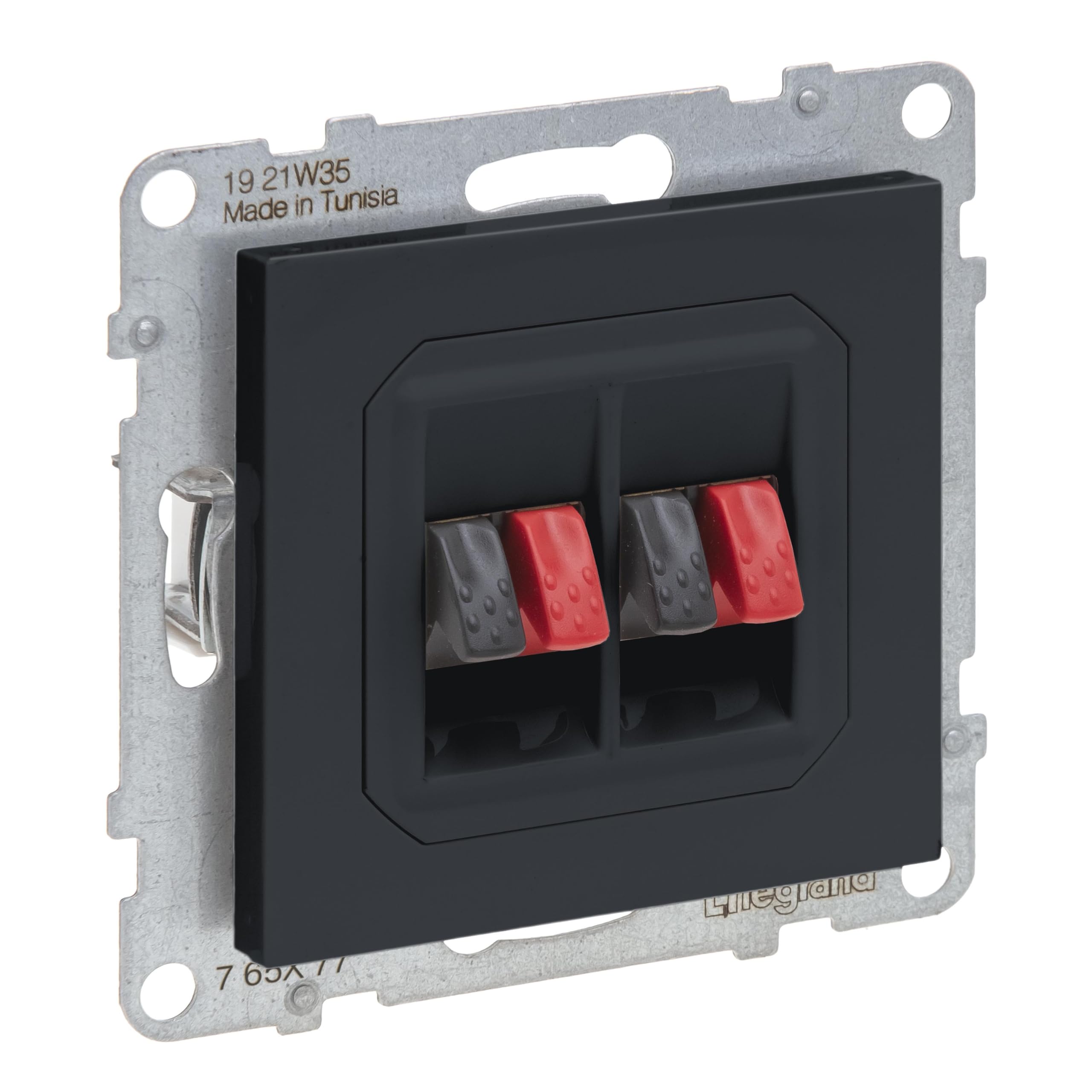 LEGRAND, Seano 765477 Speaker Connector Double with Spring Clamps (Red/Black), Colour: Anthracite Lacquered