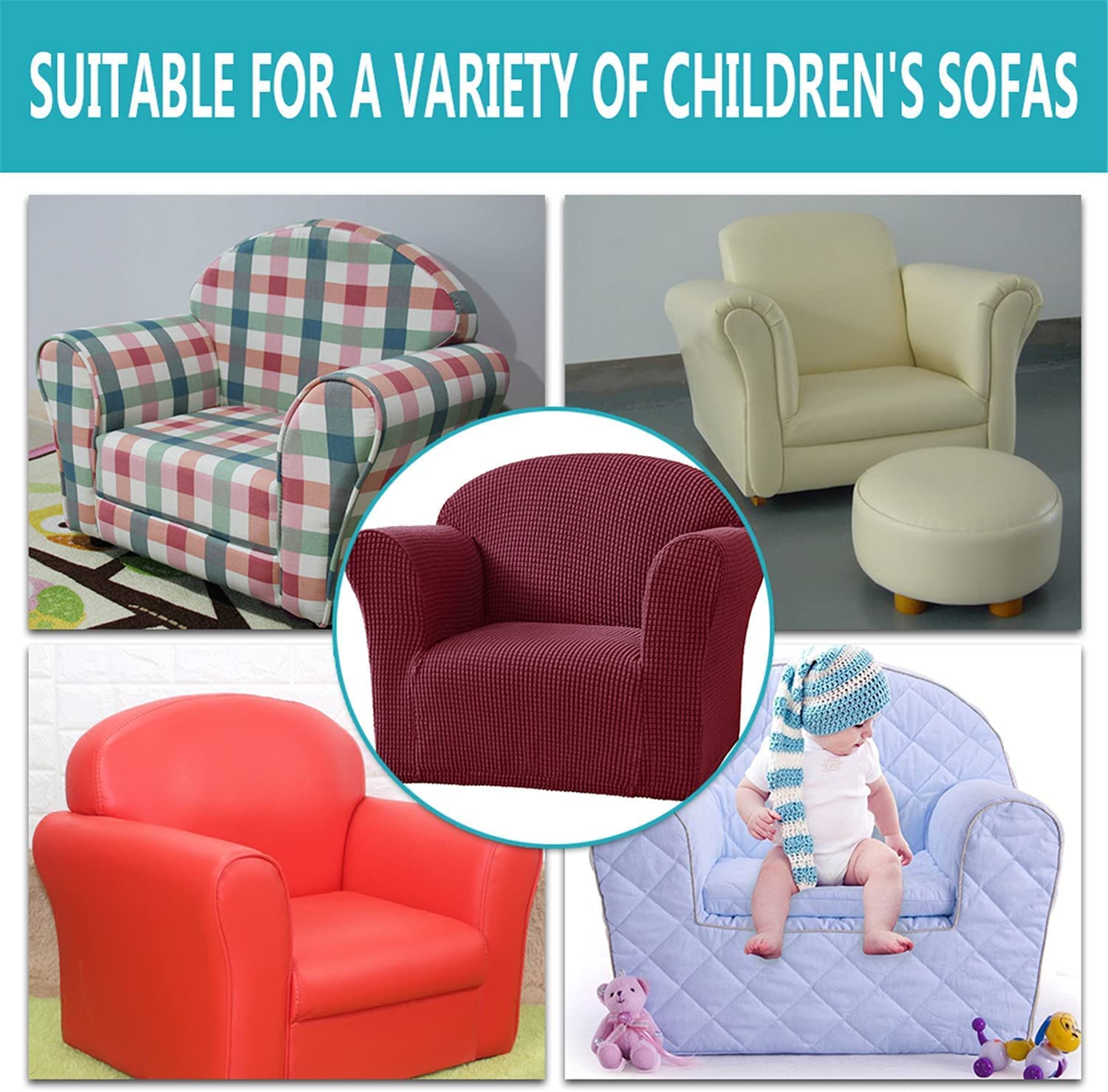 Dehnbarer Sofabezug, weicher Möbelschutz, Sesselbezug, kinder- und babysicher, Möbelschutz, elastischer Couch-Schonbezug, Burgunderrot