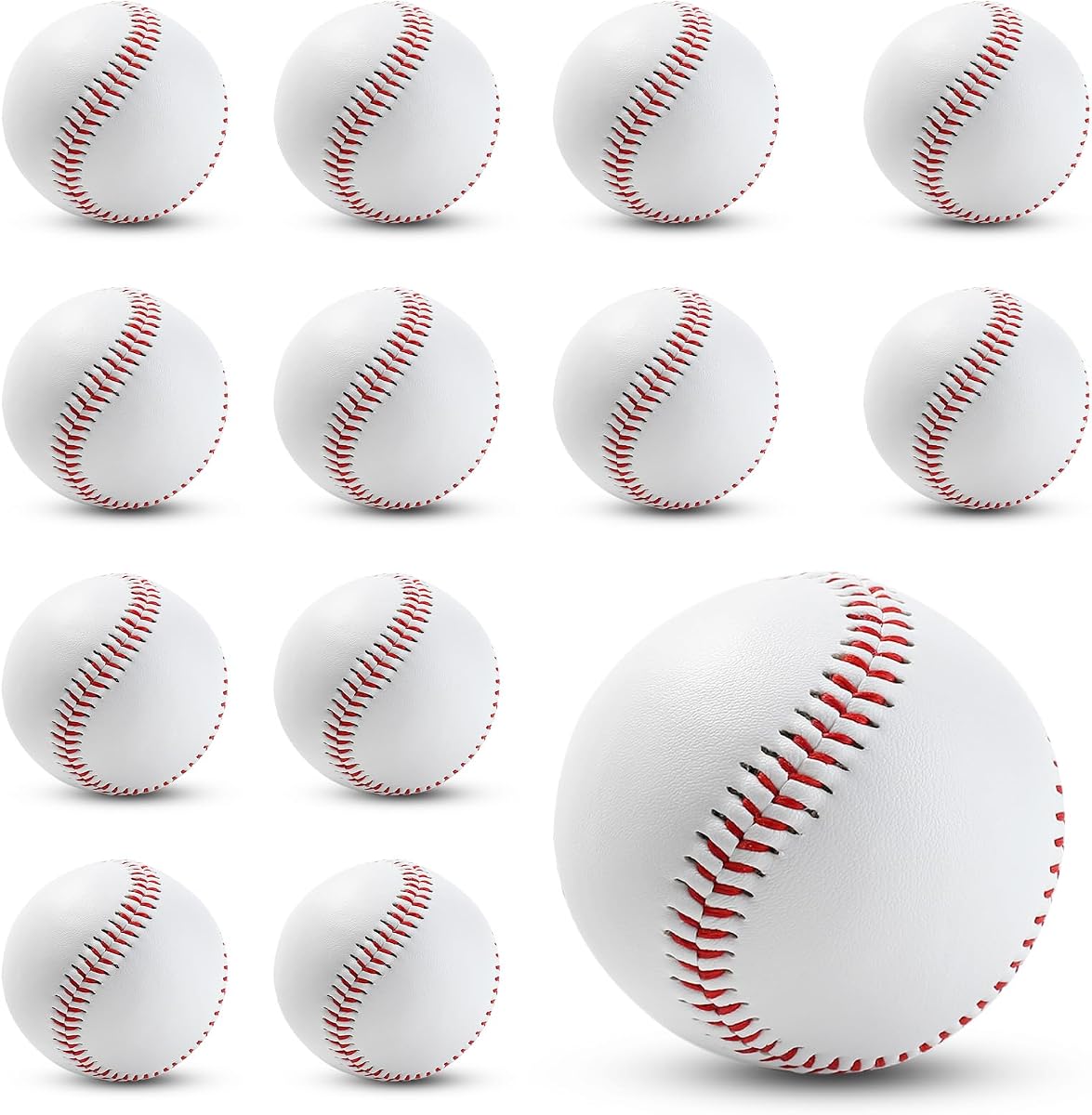 Rarapop Pelotas de béisbol estándar en blanco, tamaño oficial de 9 pulgadas, pelota de entrenamiento de béisbol cubierta de cuero para juegos de liga, lanzamiento, bateo, fildeo, autógrafo