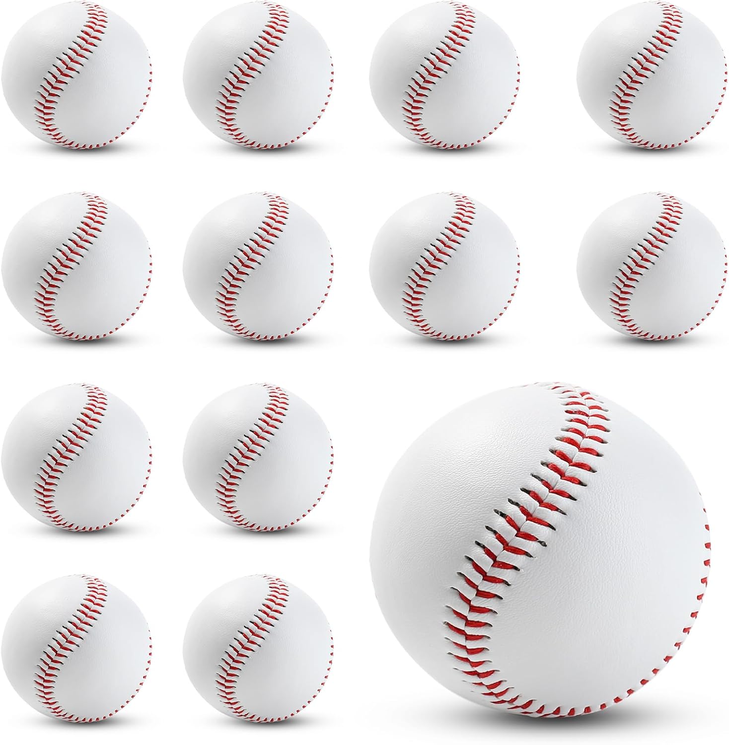 Rarapop Blank Standard Baseball Balls, Official Size 9 Inch Leather Covered Practice Baseball Training Ball for League Play, Pitching, Hitting, Batting, Fielding, Autograph