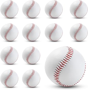 Rarapop Blank Standard Baseball Balls, Official Size 9 Inch Leather Covered Practice Baseball Training Ball for League Play, Pitching, Hitting, Batting, Fielding, Autograph