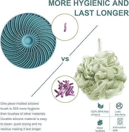 Miniatura 3 de INNERNEED Cepillo de ducha exfoliante y masajista de silicona de grado alimenticio, herramienta de baño más higiénica, para todo tipo de piel,