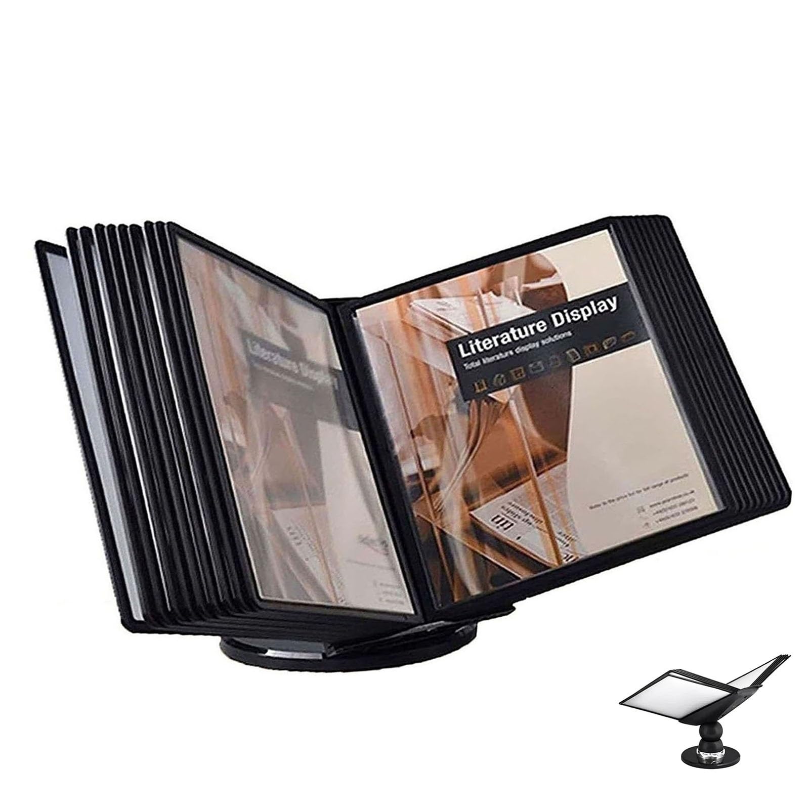 Clasificador De Mesa - Desk Reference Organizer, 20 Bolsillos, Giratorio 360° Y Ángulo De Inclinación Ajustable, Para Exhibición De Oficina Y Almacenamiento De Documentos A4