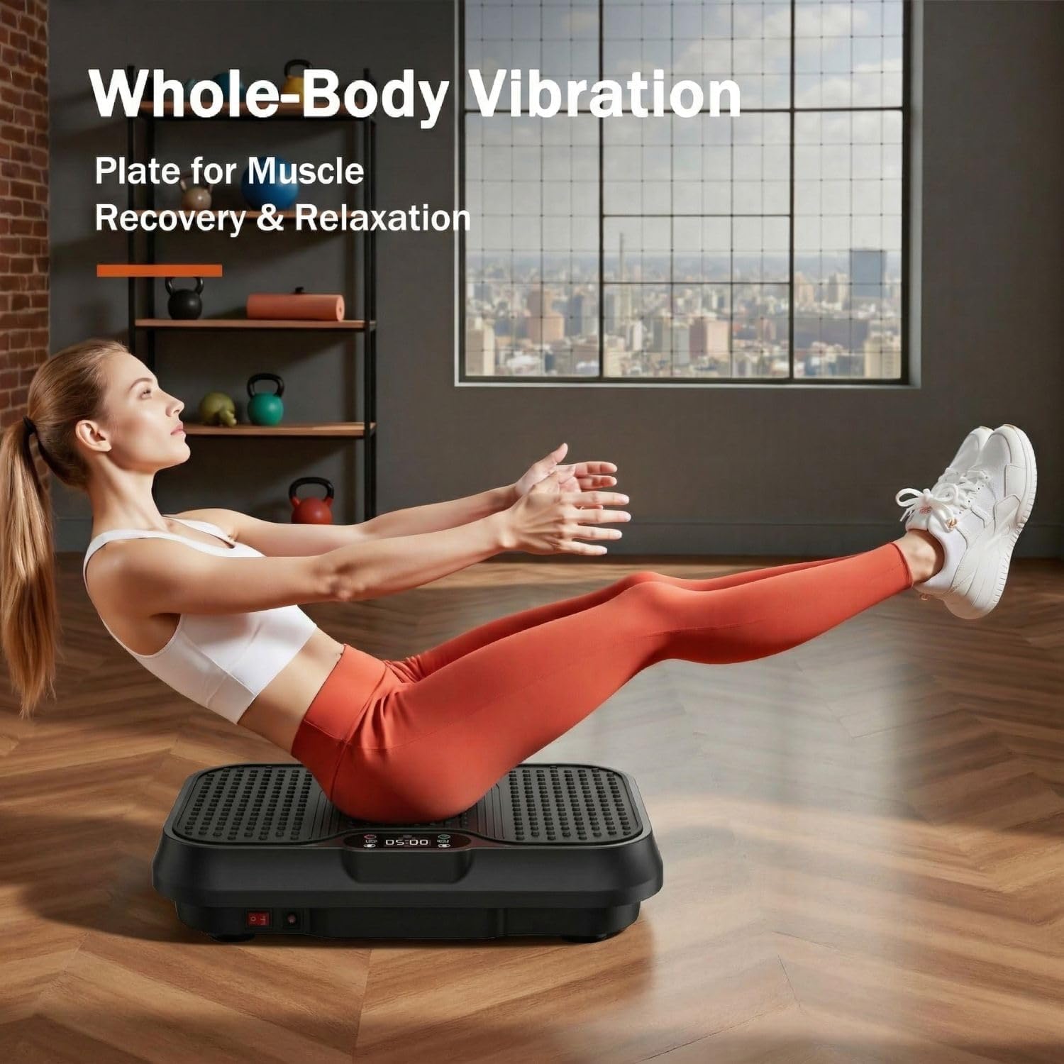 Vibration Plate Exercise Machine, Compact Small Vibration Plate for Lymphatic Drainage Weight Loss, 400 Lbs Capacity Full Body Workout Fitness Platform for Home Women Men (Black-S)