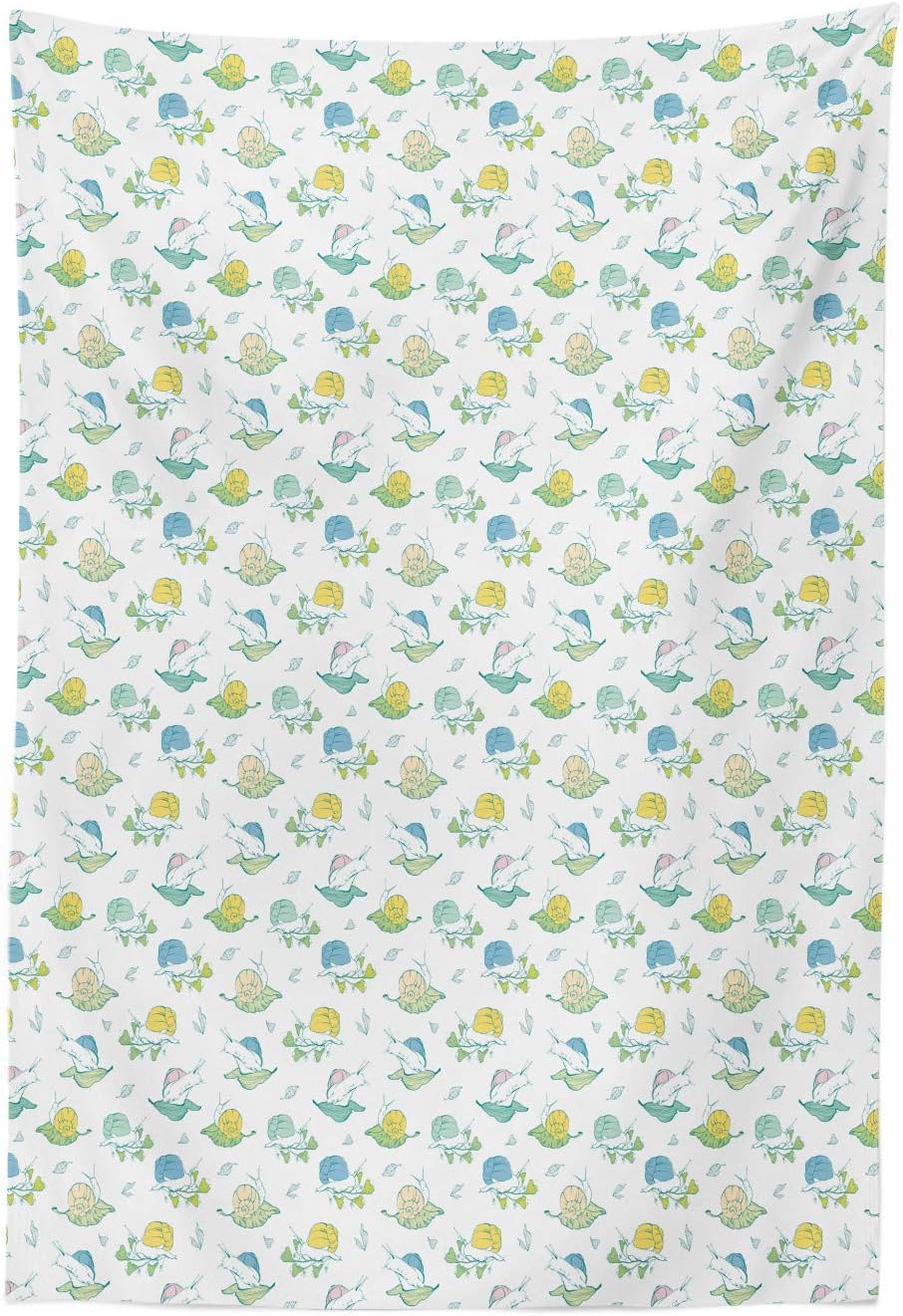 Lunarable Snails Tapestry, Crawling Animals on Leaves Drawn by Hand, Fabric Wall Hanging Decor for Bedroom Living Room Dorm, 23" X 28", White Multicolor
