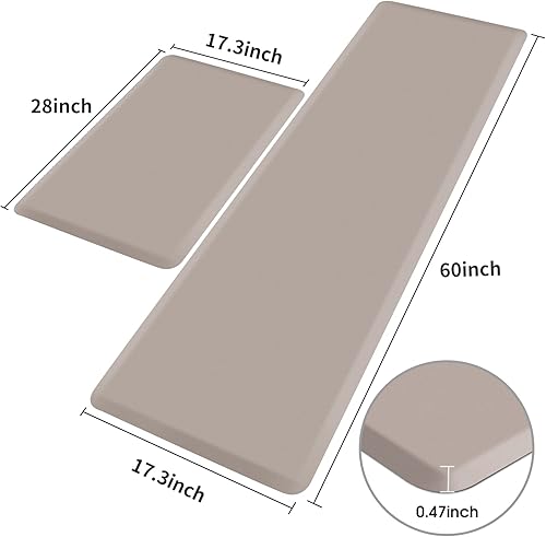 Miniatura 166 de HappyTrends Tapete de cocina [2 piezas] acolchado, cómodo, antifatiga, impermeable, antideslizante, tapete de espuma ergonómica gruesa y perfecta