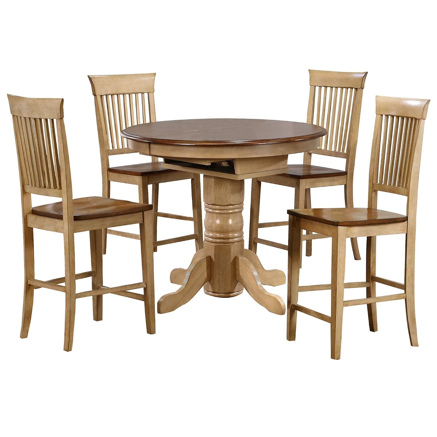 Sunset Trading Brook Pub Table Set, Two tone wheat and pecan