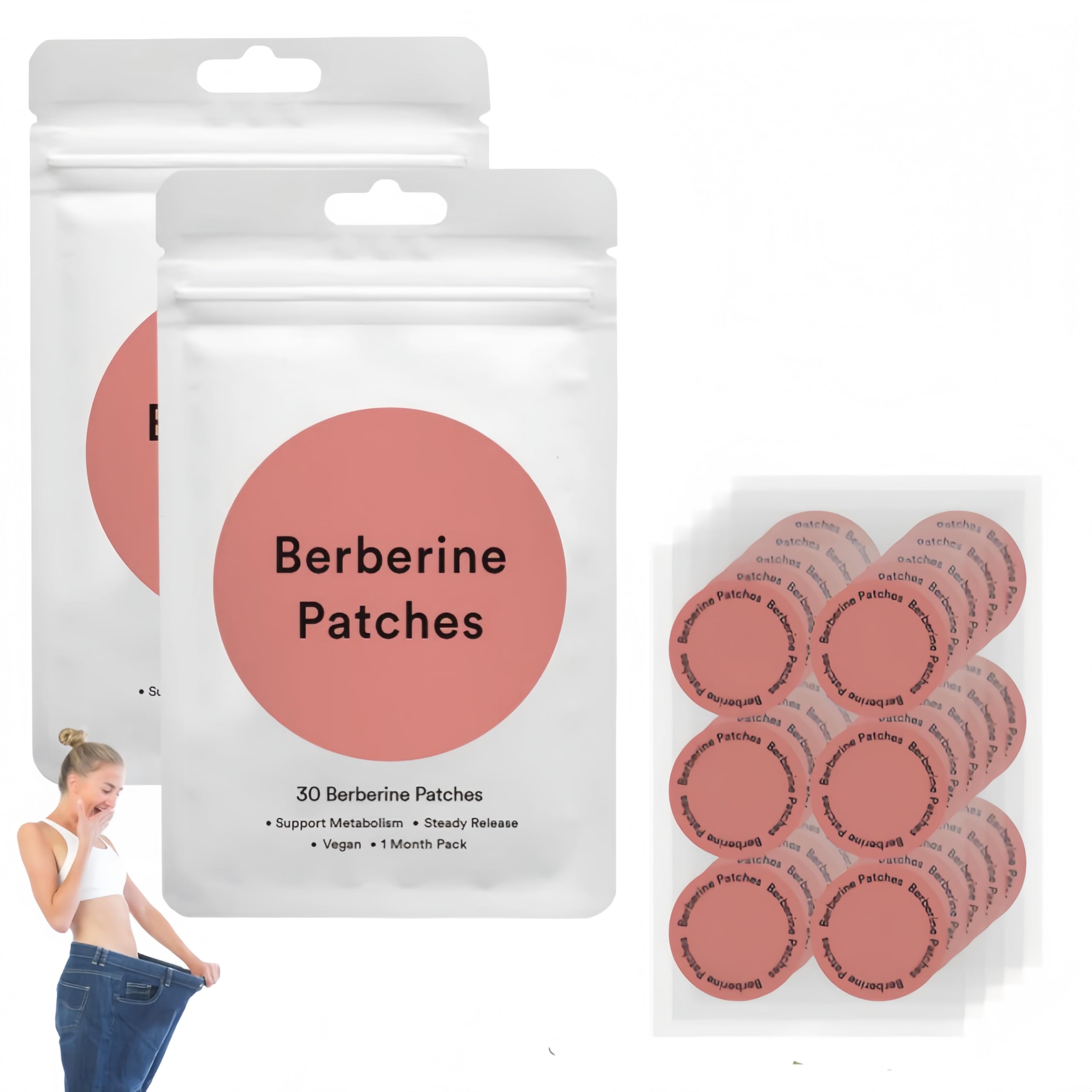 A Curated Vibe Berberine Patches, Supports Healthy Metabolic Wellness, Steady Release, Vegan, 30 Patches per Bag, 2 Bags - 2