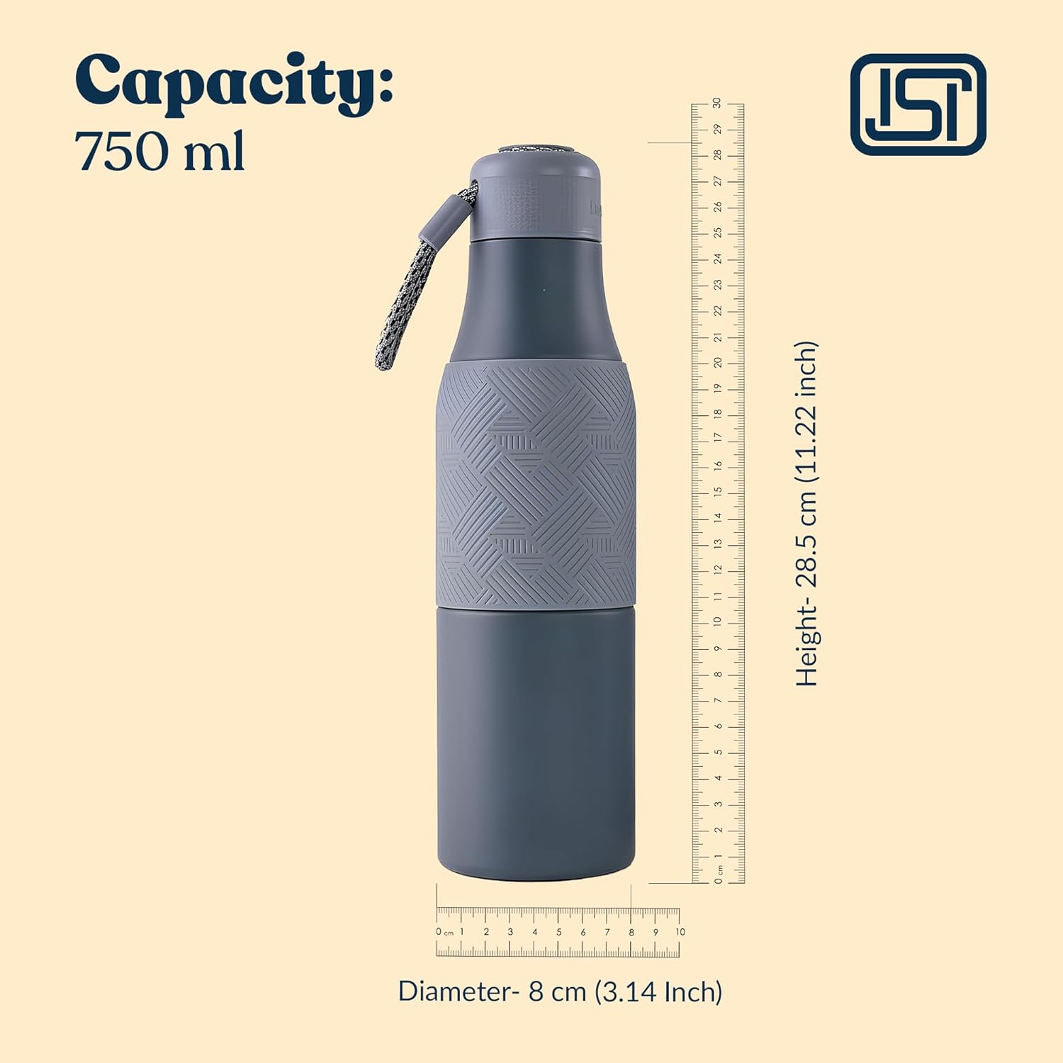 Headway Burell Stainless Steel Water Bottle Stellar Grey 750 ml - 2 Years Brand Warranty | Stainless Steel Water Bottle | Steel Bottle | Water Bottle Steel