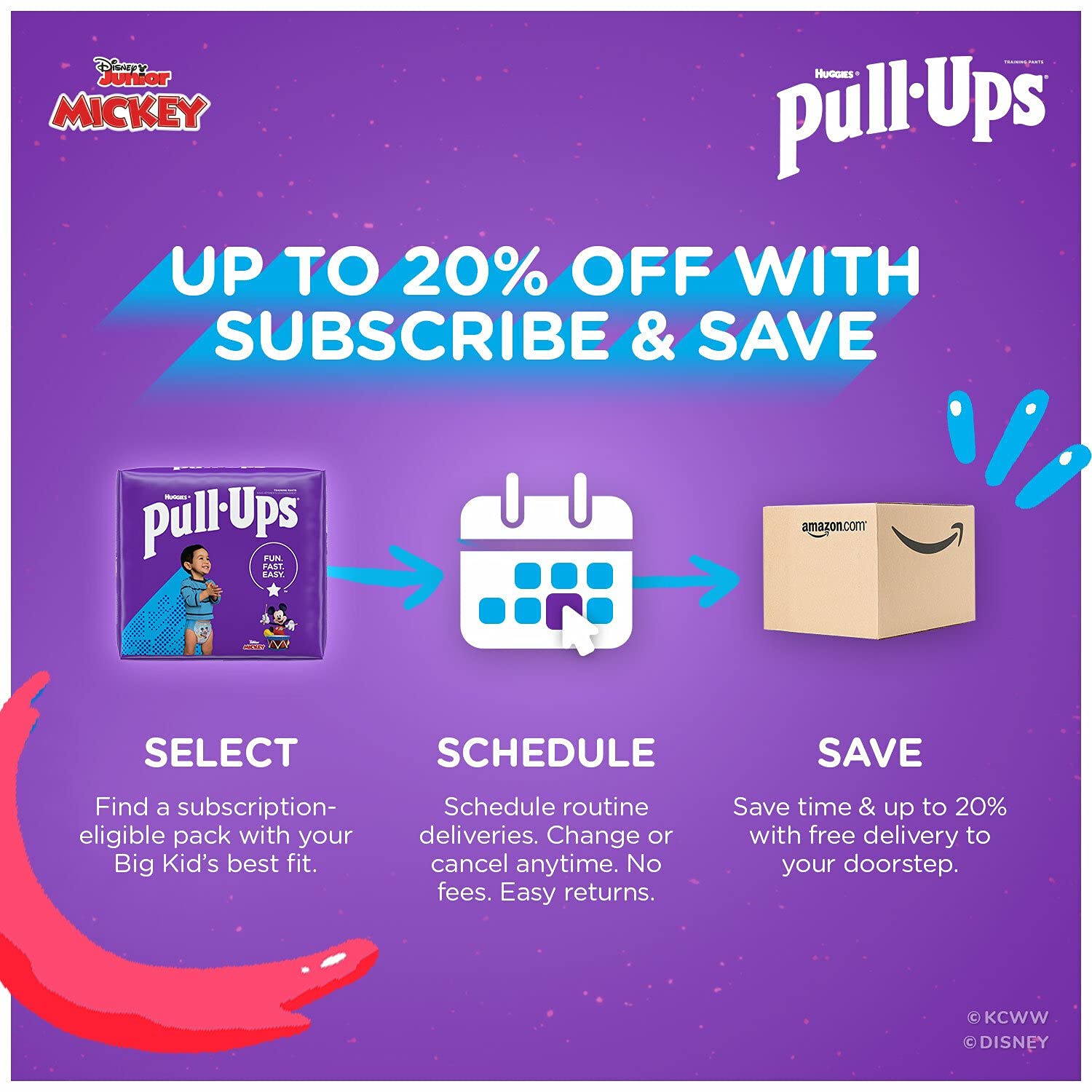 Pull-Ups Boys' Potty Training Pants Training Underwear Size 4, 2T-3T, 124 Ct, One Month Supply