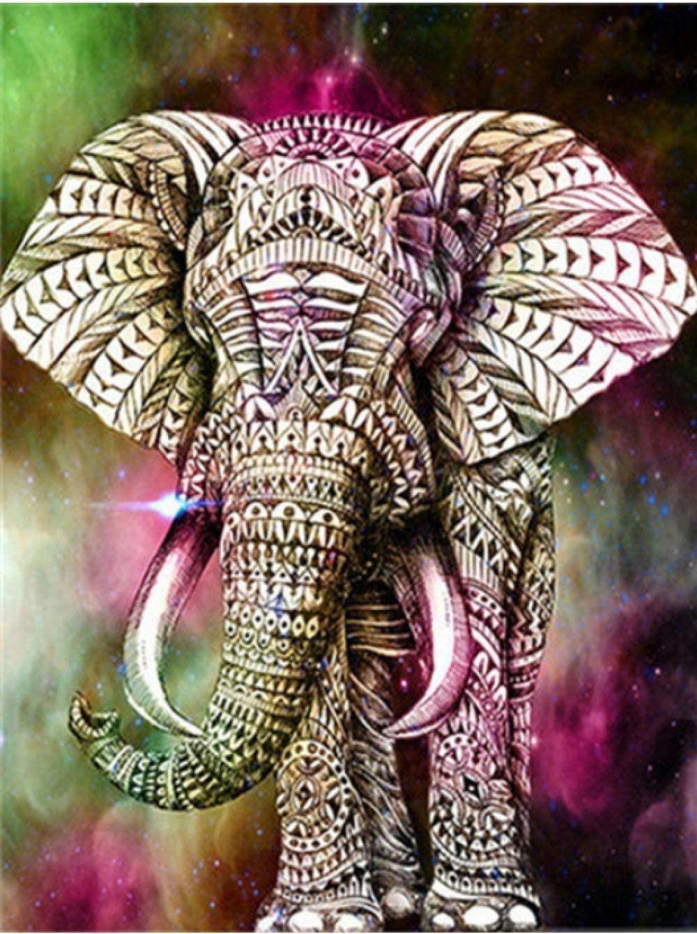 DIY Cross Stitch Needlework Kits for Adults Elephant of Color 11CT Stamped Cross-Stitching Supplies Kits Printed Pattern Fabric Embroidery Needlepoint Crafts 16x20 inch