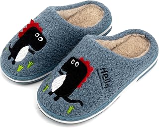 INMINPIN Kinder Winter Baumwolle Pantoffeln Wärme Weiche Plüsch Hausschuhe Kuschelige Slipper mit Cartoon Dinosaurier für Mädchen Jungen