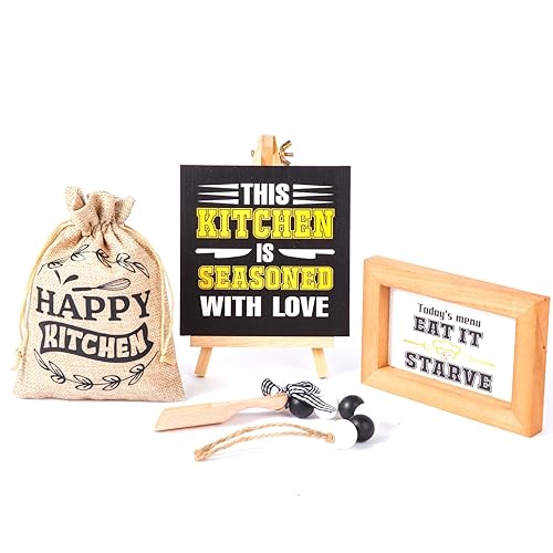 Rustic Farmhouse Kitchen Decor Set - 5-Piece Wooden Signs with