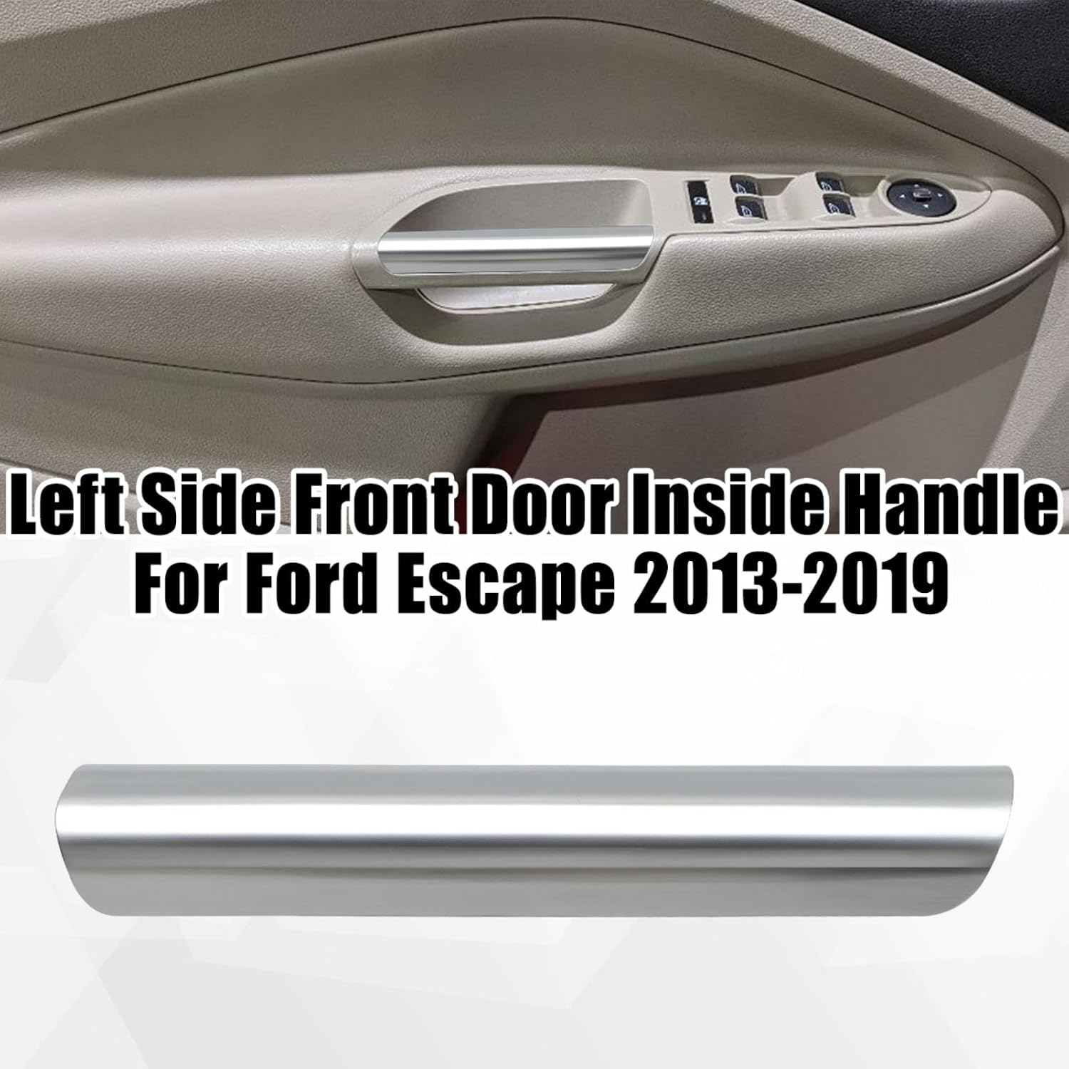 Jerbor Silver Interior Armrest Front Pull LH Door Handle Grab Trim Fit for Ford Escape 2013-2019 Replace CJ5Z7822621BA
