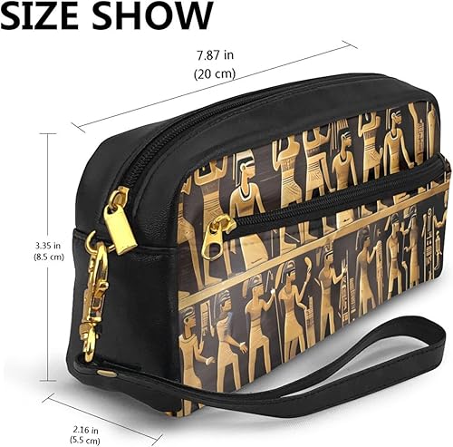 Miniatura 3 de Egypts Jeroglyphics Print Cosmetic Bag,Bolsa cosmética portátil,Bolsa de aseo de viaje con cremallera,Bolsa de maquillaje de viaje, Jeroglíficos de