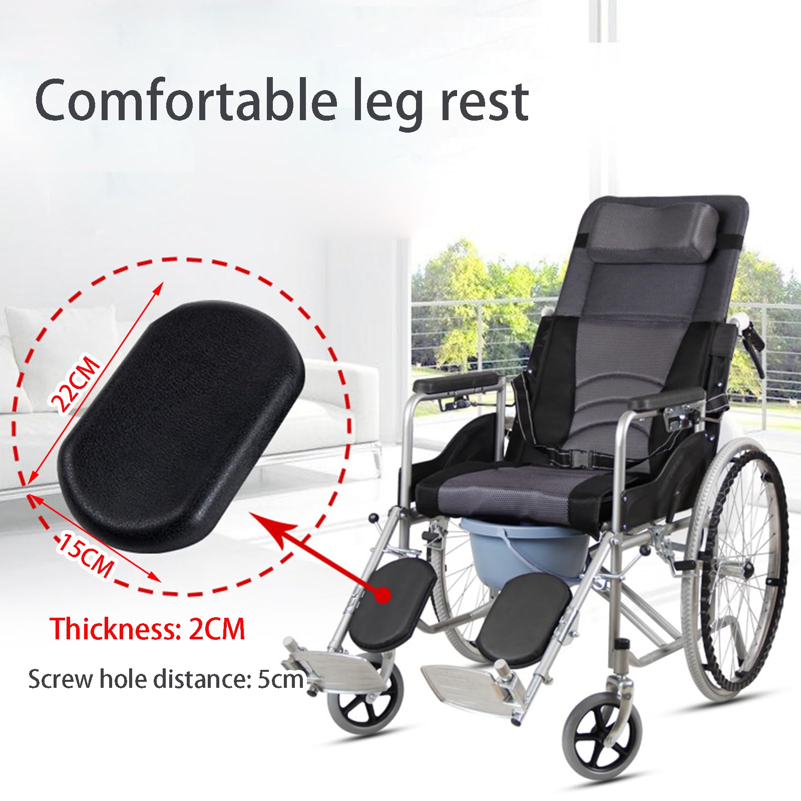 Reposapiés universal para silla de ruedas con reposapiés compuestos, ángulo ajustable de 90° a 180°, fácil de limpiar, reposapiés acolchados, soporta hasta 100 kg