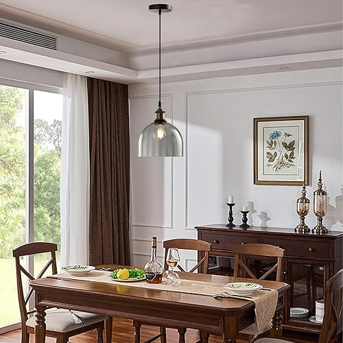 Miniatura 6 de Luces colgantes modernas de color gris humo, accesorios de iluminación colgantes con acabado de bronce cepillado, luces colgantes para isla de