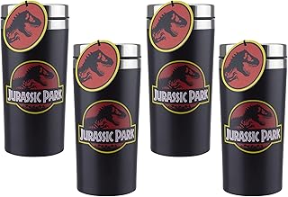 Toptoys2u Bargain Bundles Jurassic Park Stainless Steel Travel Coffee Tea Mug 450ml - Pack of 4