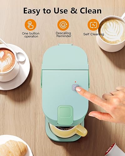 Miniatura 6 de Cafetera de una sola taza, para tazas K y molidos, mini cafetera con mango portátil, tamaño de preparación de 6 a 12 onzas, para viajes, camping,
