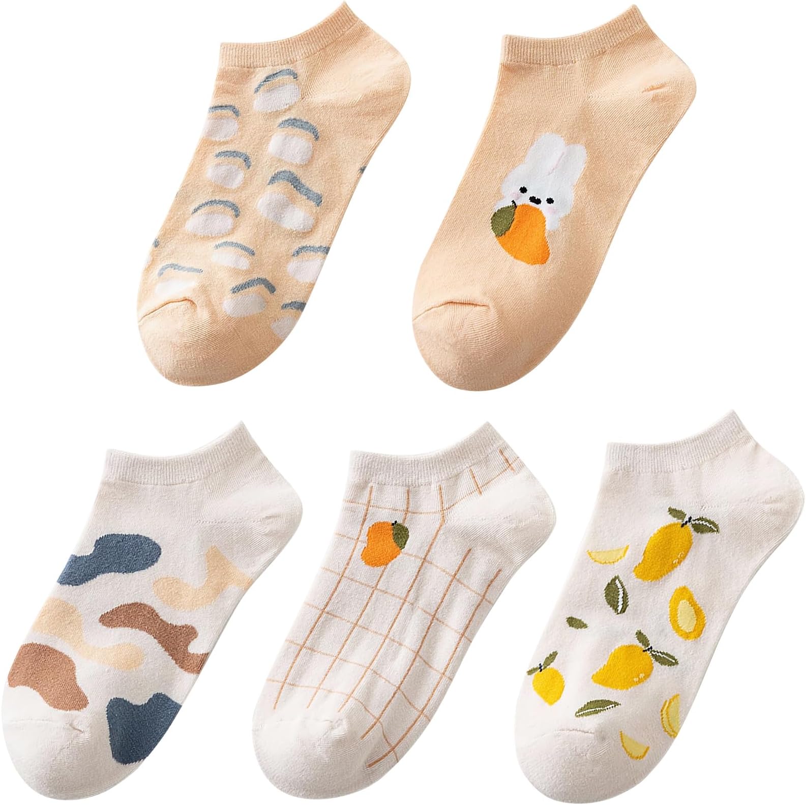 Lamdgbway 5 Pairs Fashion Women Socks Low Cut No Show Socks Cotton Ankle Sock