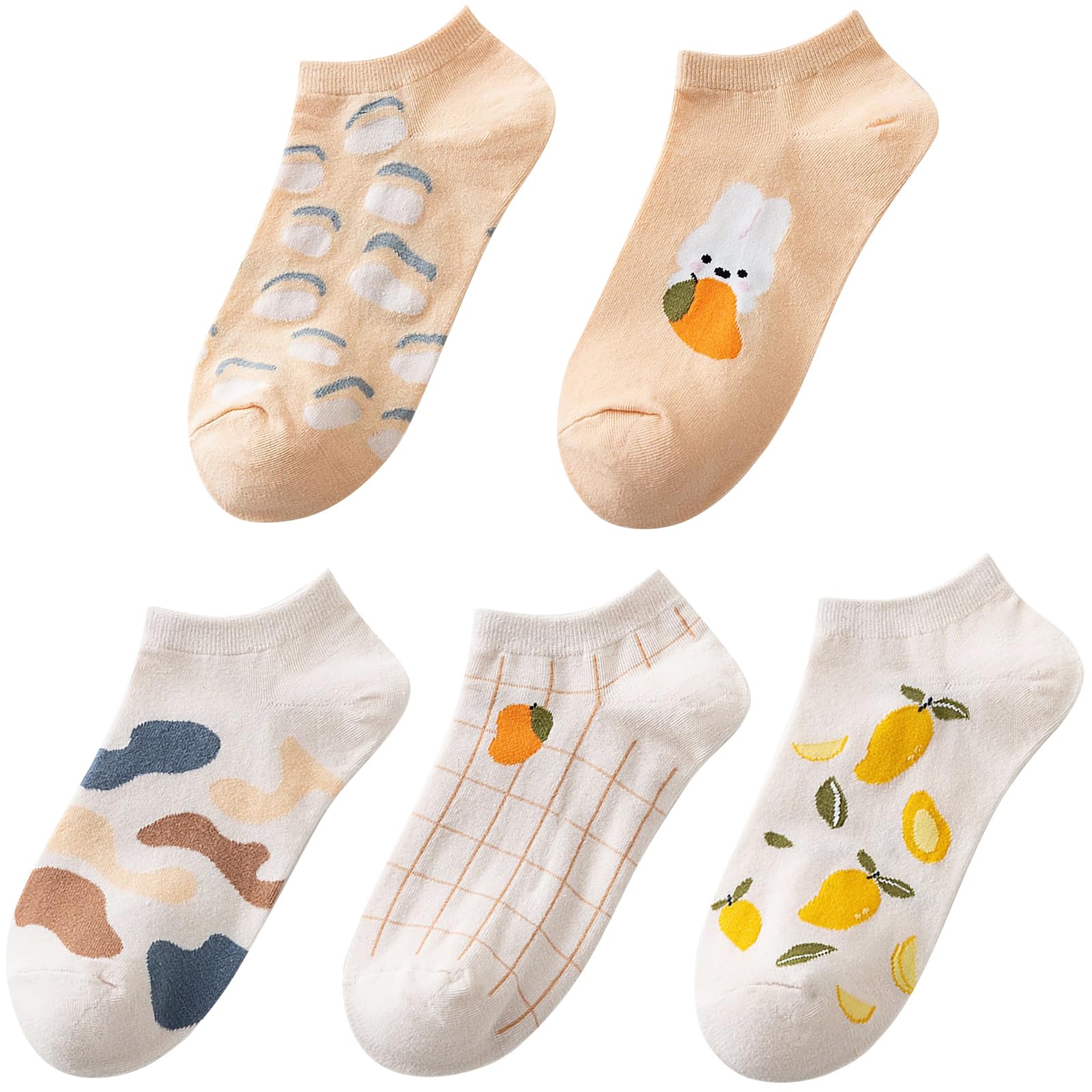 Lamdgbway 5 Pairs Fashion Women Socks Low Cut No Show Socks Cotton Ankle Sock