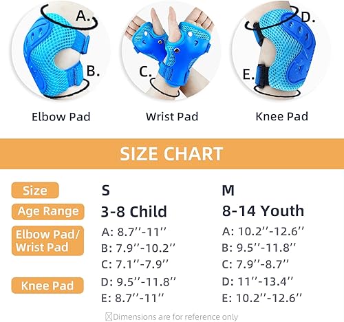 Miniatura 5 de AyeKu Casco de bicicleta para niños, monopatín, juego de almohadillas para casco de patinaje para niños de 3-5-8-14 años con rodilleras y coderas,