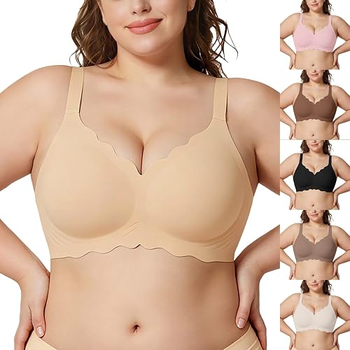 Jelly Bras for Women Plus Size Bras for Women Beige S Supportive Invisible Seaml