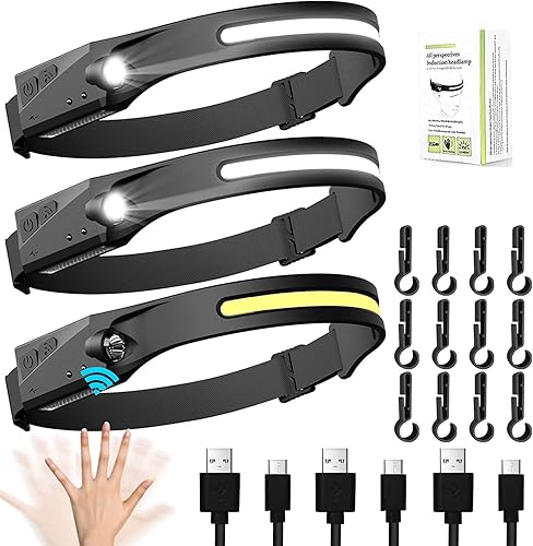 Miniatura 6 de LAKUMIQI Linterna frontal LED recargable, paquete de 2 faros Light Buddy, luz de cabeza LED para campamento, faros delanteros de haz ancho de 230