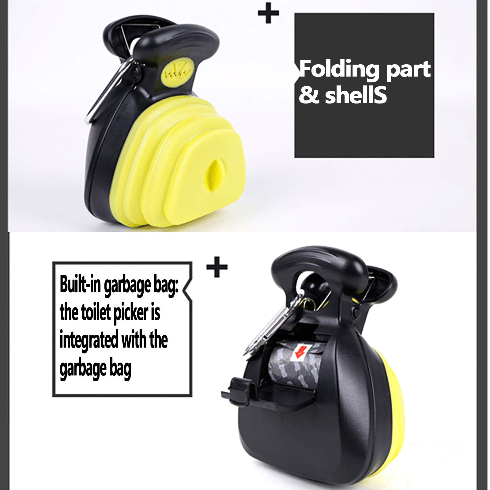 Pooper Scooper, Pelle pour Chien Portable Chien Chiot Chat ramasseur de déchets Outil de ramassage Pelle de Chien Pliable de Voyage avec 6 Poches inclinables en Rouleau,Bleu