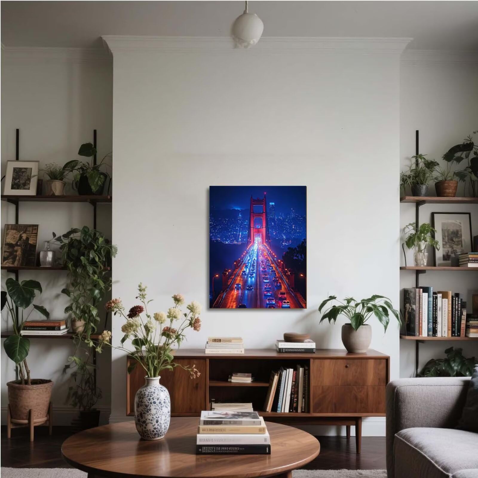Malowanie według numerów dla dorosłych z ramą Brooklyn Bridge, malowanie według numerów nocny DIY malowanie według numerów zestaw pędzli, kreatywne hobby dla dorosłych, prezent do domu 90 x 120 cm D