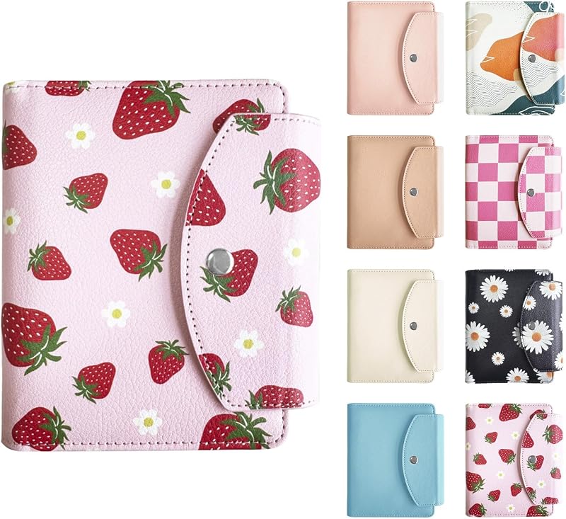 Estojo de PU para batons LAOTANGJIA com espelho, capacidade para 4 unidades, estampa Strawberry