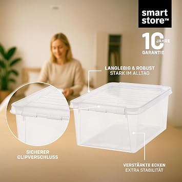 SmartStore - Storage Box with Lid Classic 14 L (40 x 30 x 18 cm) Stackable Box with Lid Food-Safe Plastic Box Plastic Box with Lid & Reinforced Corners