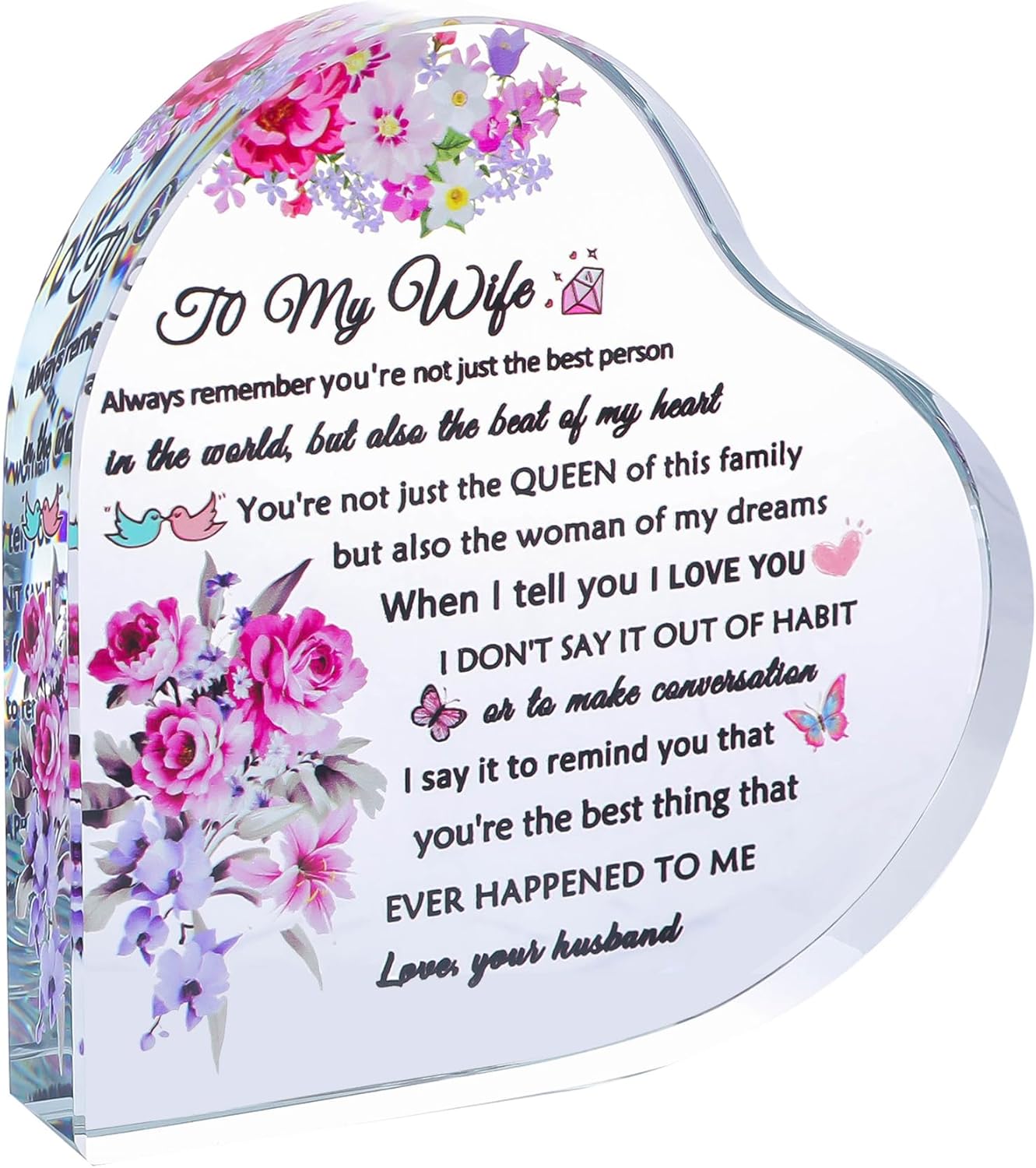 YWHL Gifts for Mom from Daughter Son Birthday Gifts for Moms Heart Glass Keepsake To My Mom Presents for Mothers Day Thanksgiving Day Unique Gift for Mother on Christmas Valentine's Day
