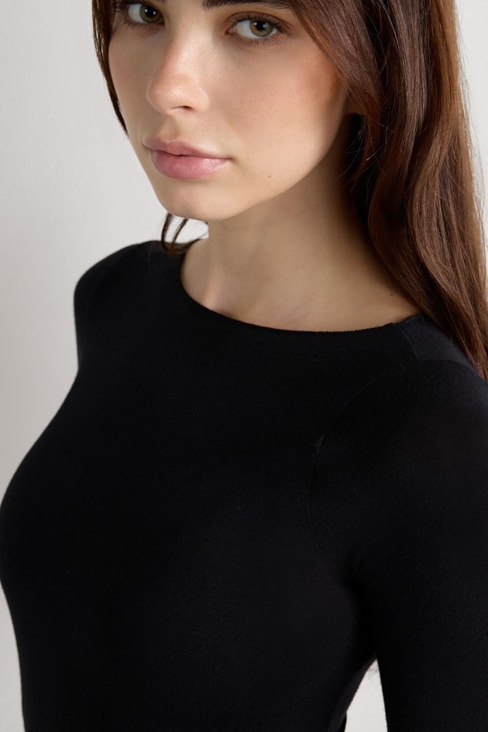 Intimissimi Woman's Sheer Boat Neck Modal Cashmere Ultralight Top