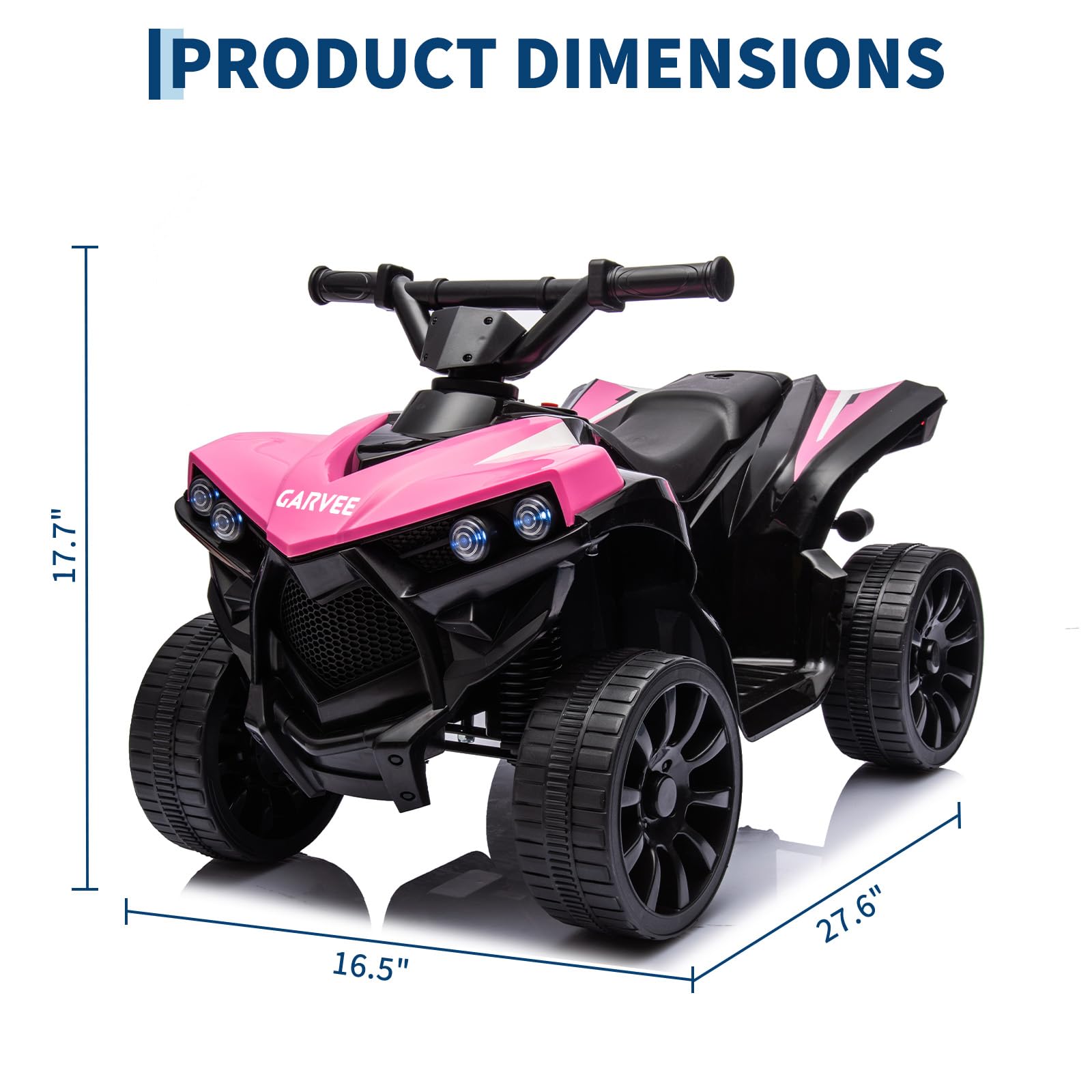 Kinder Elektroquad 6V, Kinderquad Elektro mit 6V 4.5Ah Akku | Elektrisches Kinderfahrzeug ATV mit Scheinwerfern & Hupe, Elektro-Quad für Jungen & Mädchen 3-6 Jahre, Max. 30 kg, Pink