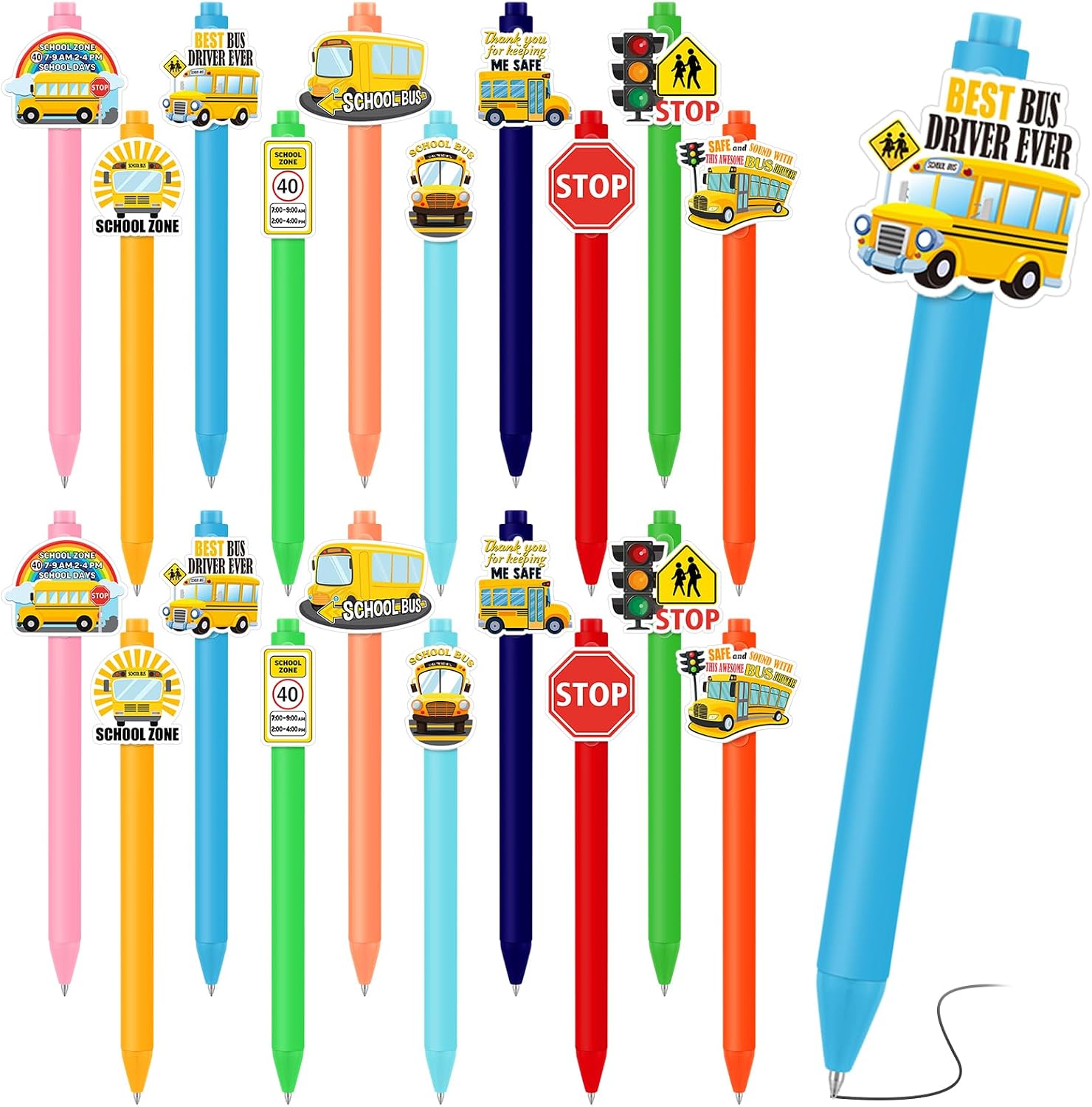 20 Pcs School Bus Driver Gift Ballpoint Pens Bus Driver Essentials