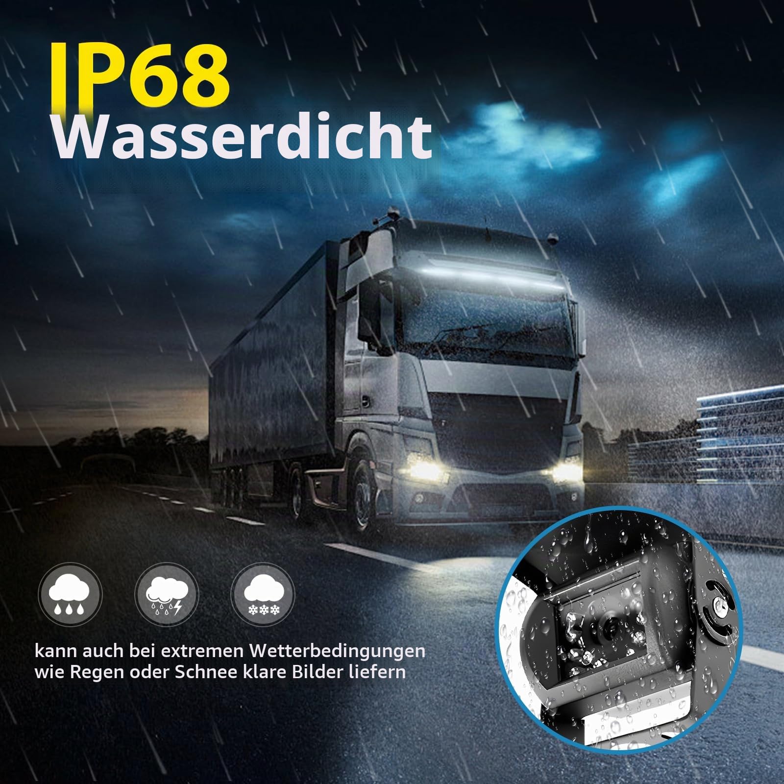 Rückfahrkamera Set mit Kabel 7" LCD Monitor, Nachtsicht Auto Backup-Kamera