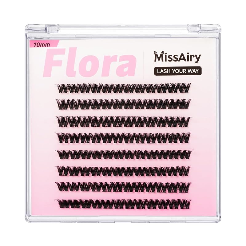 Cílios Postiços em Clusters Flora 10 mm, Curvatura D, Faixa Preta de 0,05 mm — MissAiry