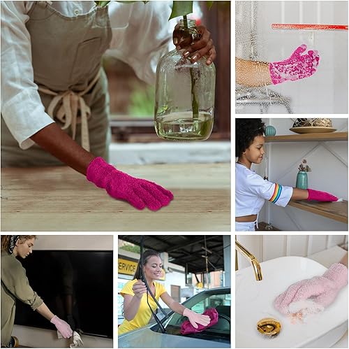 Vista 38 de Patelai Guantes de microfibra para plantas, guantes de limpieza de polvo, color azul marino, 4