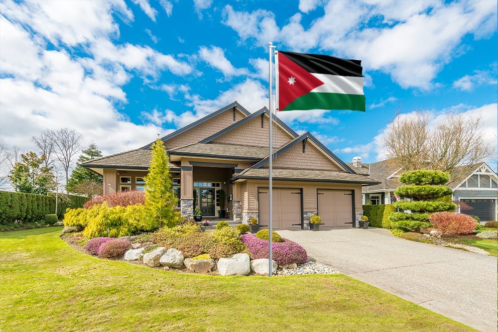 Jordan Flag 6x10FT Jordanians Flag Bright Colors Fade Proof Polyester with 3 Brass Grommets Indoor Outdoor