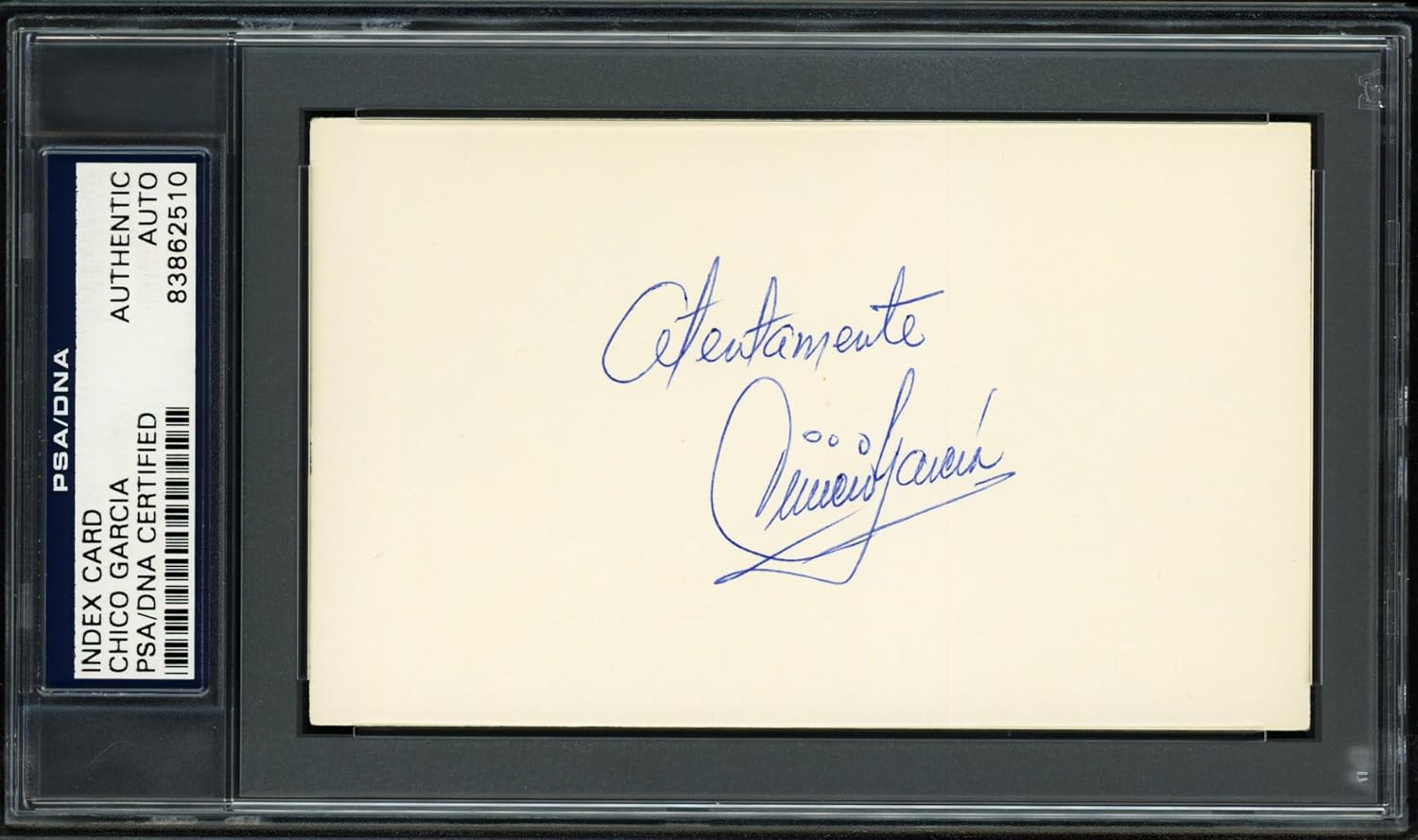 Vinicio "Chico" Garcia Autographed 3x5 Index Baseball Card "Atentamente" PSA/DNA #83862510