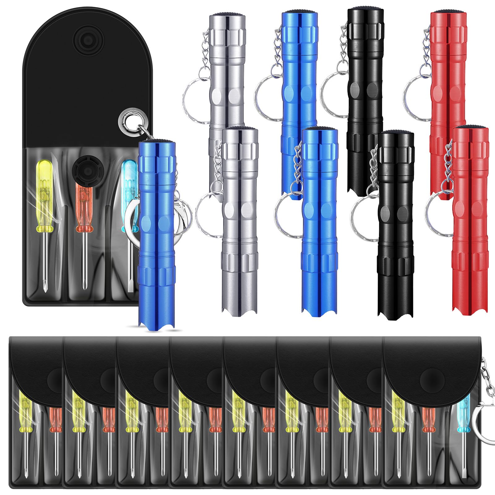 Lanties Mini Flashlight Screwdriver Keychain Set Valentine's Day Men Gifts Bulk Adult Employee Coworkers Bulk for Men Dad, No Batteries Included(16 Pcs) โ image 1